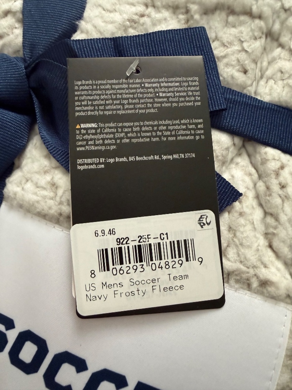 USMNT 50'' x 60'' Frosty Fleece Blanket - Light Gray White NEW - Picture 4 of 7